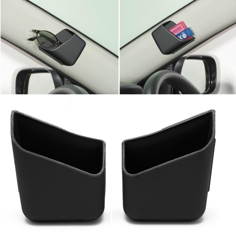 2 Pieces Of General Auto Parts Glasses Storage Box Storage Box Holder Black
