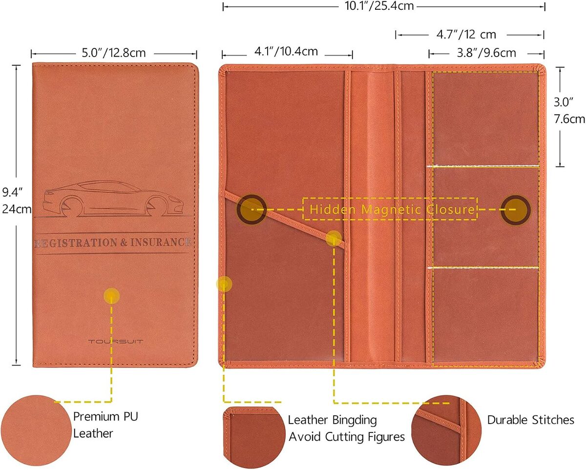 Car Registration And Insurance Card Holder, Vehicle Document Organizer And Storage Case For Auto Papers